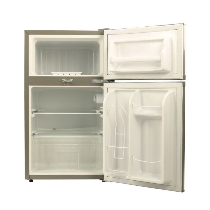 Geepas 125 L Double Door Defrost Refrigerator- GRF1259GPE| Rapid Cooling, Tropic Type And CFC-Free| Tempered Glass Shelves, Extra Space And Long Lasting Freshness