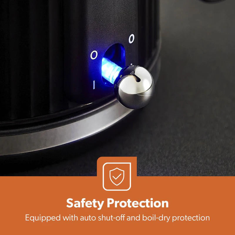 Geepas 1.7L Fluted Black Jug Kettle GK38068UK-BK |  3000W Rapid Boil | 360° Cordless Base | Auto Shut-Off & Boil-Dry Protection | Elegant Design | 2 Years Warranty
