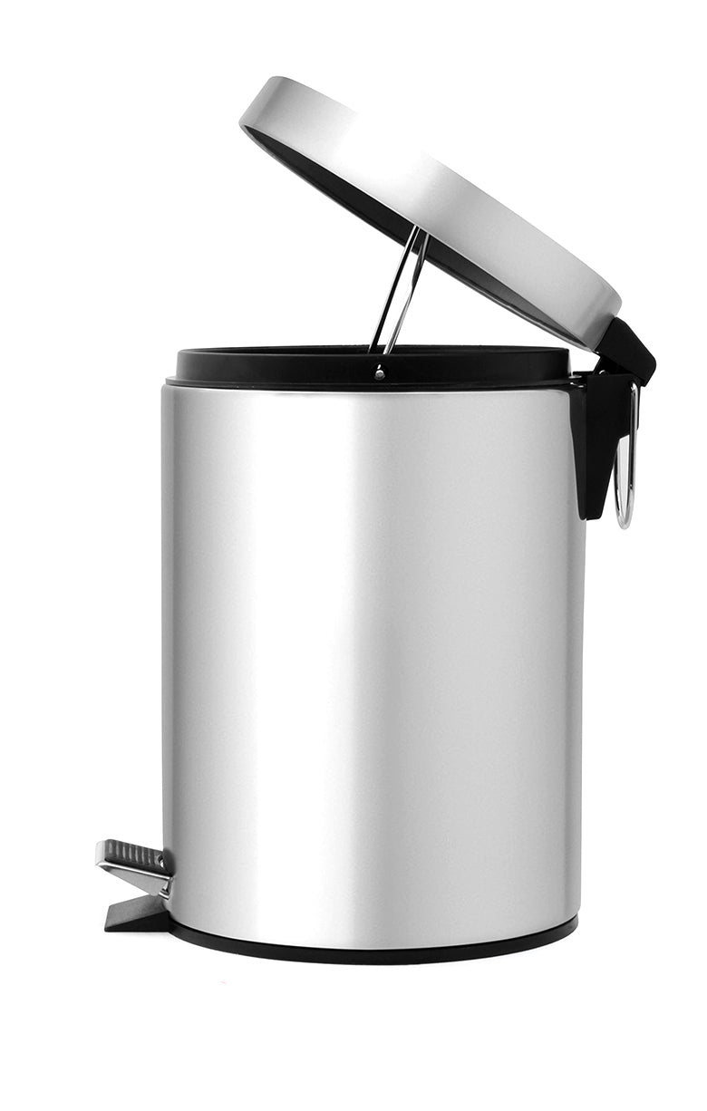 Royalford RF5127 Stainless Steel Pedal Bin, 12L - Fingerprint Proof, Rust Resistant, Odor Free & Hygienic - Stainless Steel Handle, Strong Plastic Bucket Inner, Soft Close Lid and Plastic Base