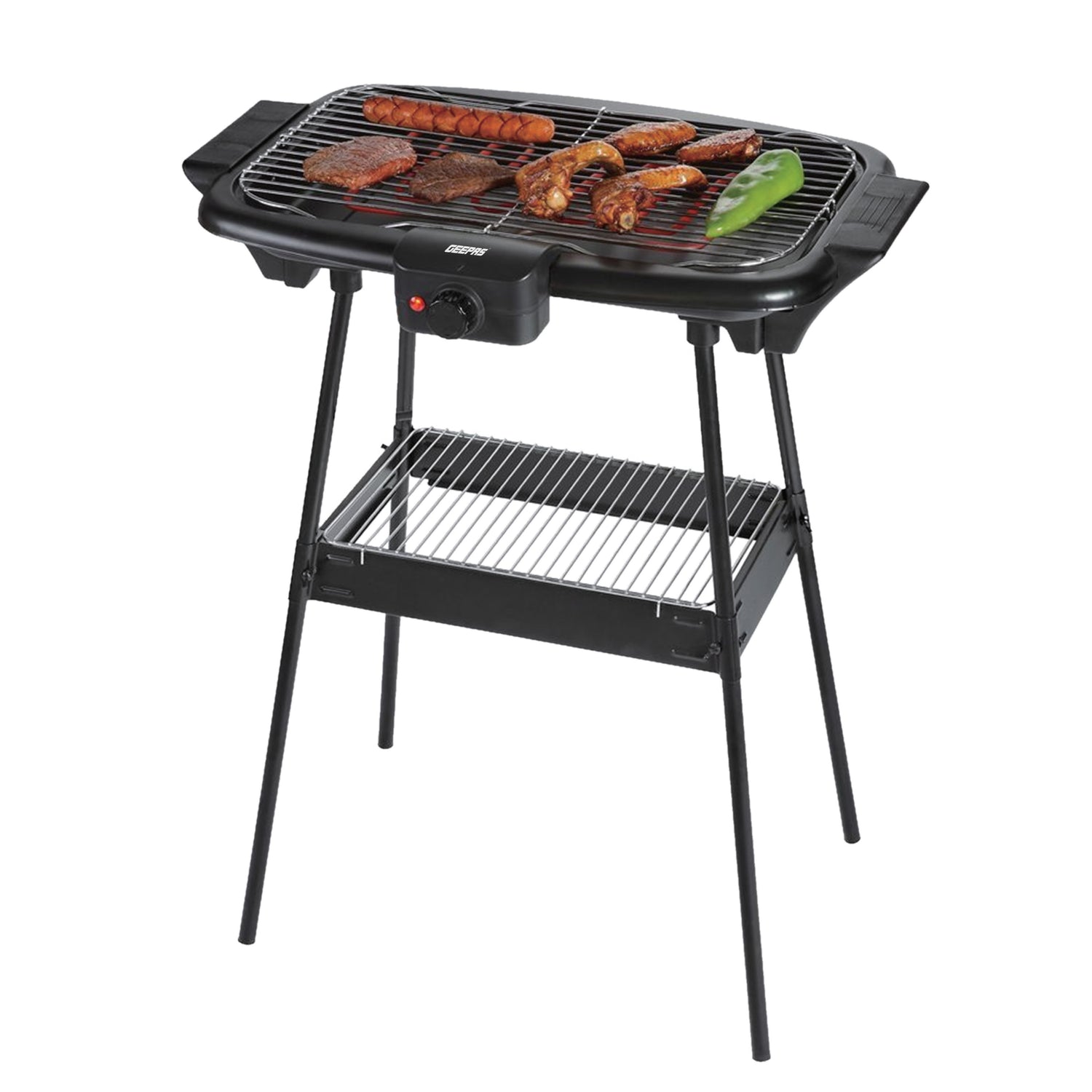 Geepas 2000W Electric Barbecue Grill | Auto-Thermostat Control with Overheat Protection, Space-Saving & Waterproof Design | Perfect for Grilling Chicken, Beef  & More