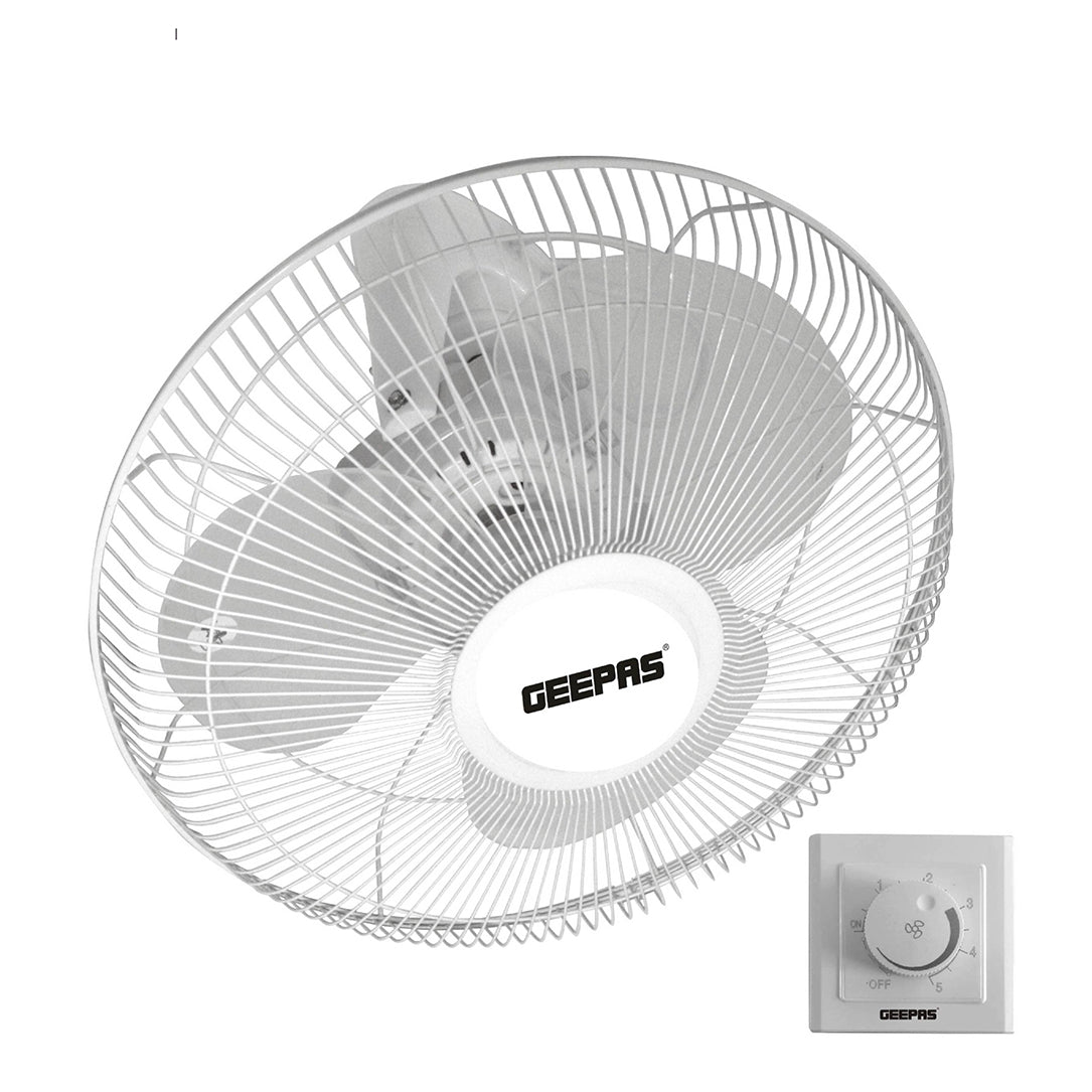 Geepas 16 Inch Orbit Fan GF9607 | Low Noise| 3 Durable ABS Blades| Metal Safety Net| Auto Rotation| Speed Controller| Adjustable Angle| AC 220-240V 60W| 2 Years Warranty