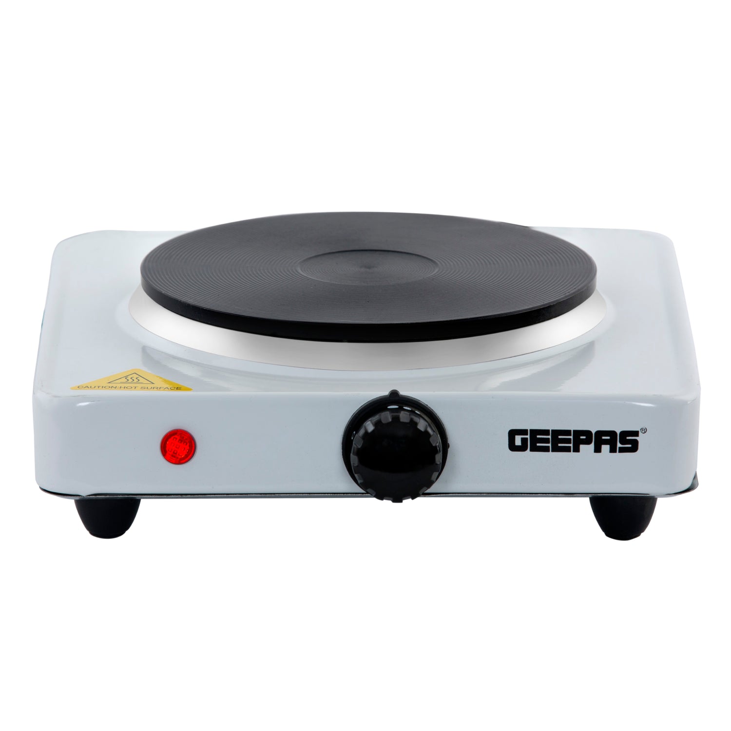 Geepas Electric Single Hot Plate GHP32011 |1000W Portable Cooker with Adjustable Thermostat| Durable Die-Cast Iron Heating Element| Overheat Protection| 2 Years Warranty