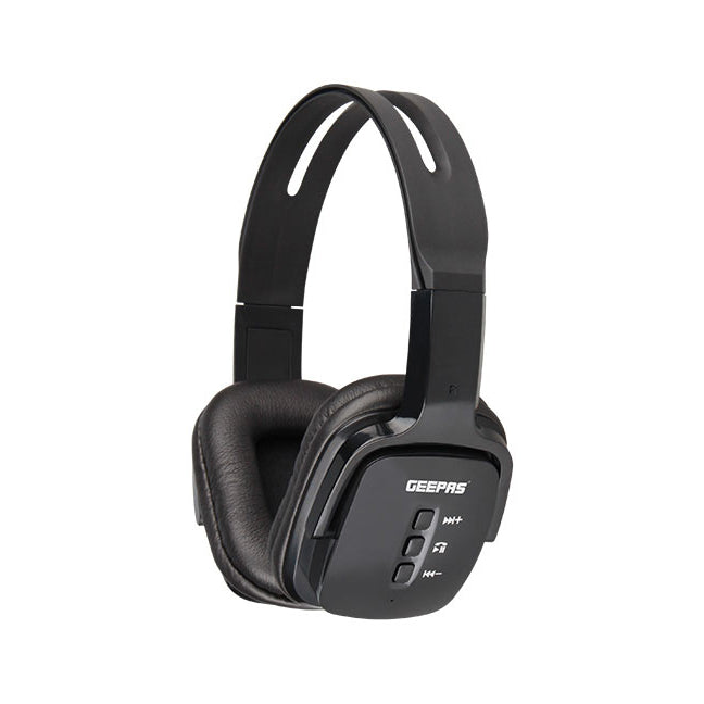 Geepas GHP4702 Bluetooth Headphone | Wireless & Wired Dual Mode | HD Sound | 10H Battery | Built-in Mic | FM Radio | AUX Input | Foldable Design | 2-Year Warranty