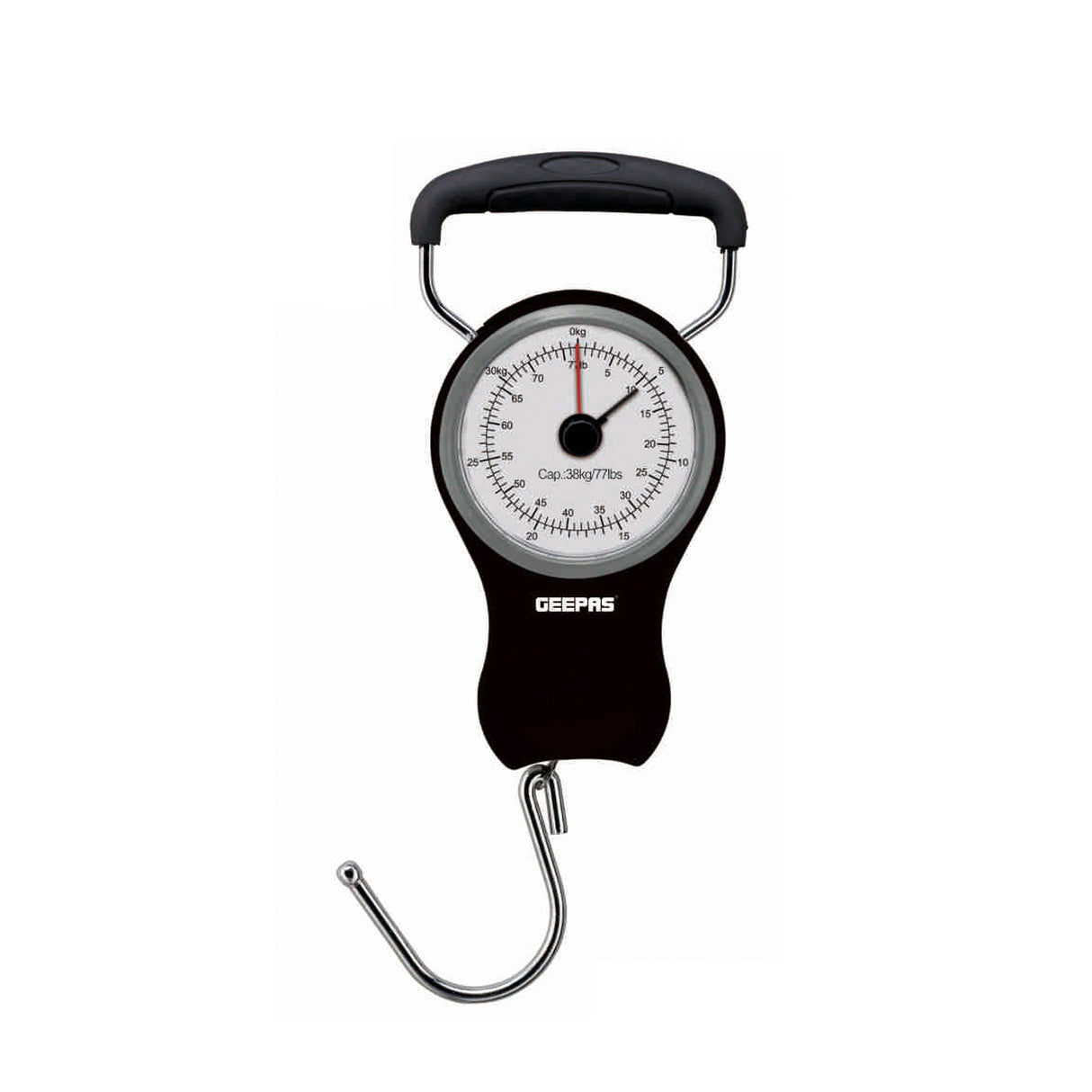 Geepas Portable Scale - Hanging Scale Luggage Fishing Balance Pocket Crane 38 kg | Mechanical Luggage Scales with Double Pointer & 1M Tape | 2 Years Warranty
