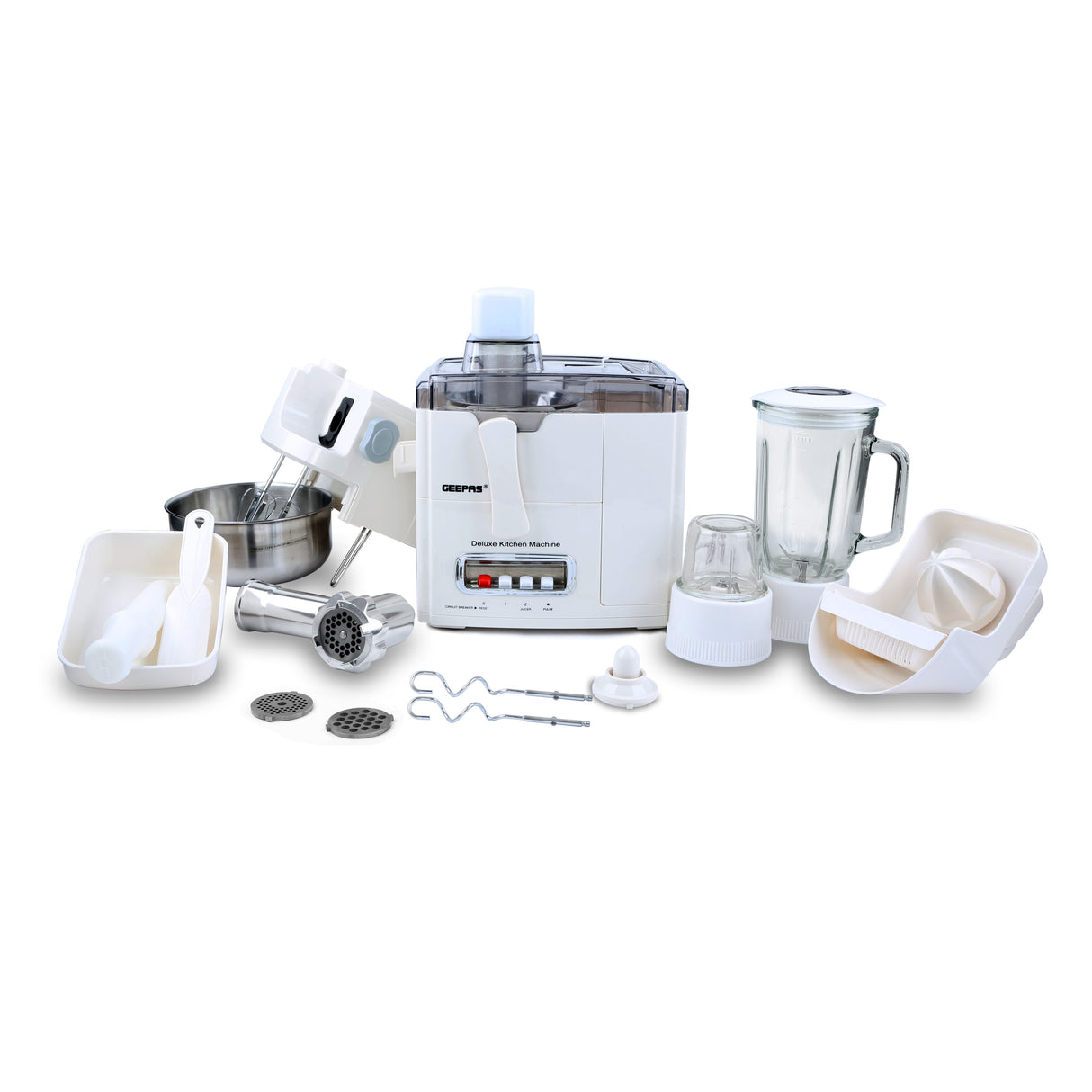 Geepas GSB1650 10-in-1 Food Processor & Juicer | 400W Multi-Functional Blender, Smoothie Maker, Chopper & Grinder | 1.5L Jar, 2-Speed Pulse, Ice Crusher, 2 Years Warranty