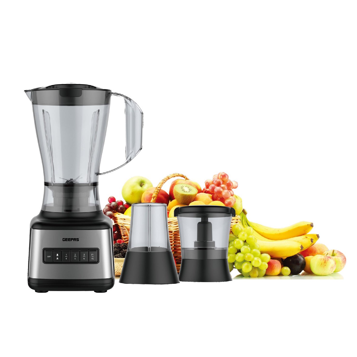 Geepas GSB44017 500W 3 in 1 Stainless Steel Blender - 8 Speed Control |1.5L Plastic jar| 4 Sharp Blades & 2 Blending Preset Juicer| Anti-Slip feet Design| 2 Year Warranty