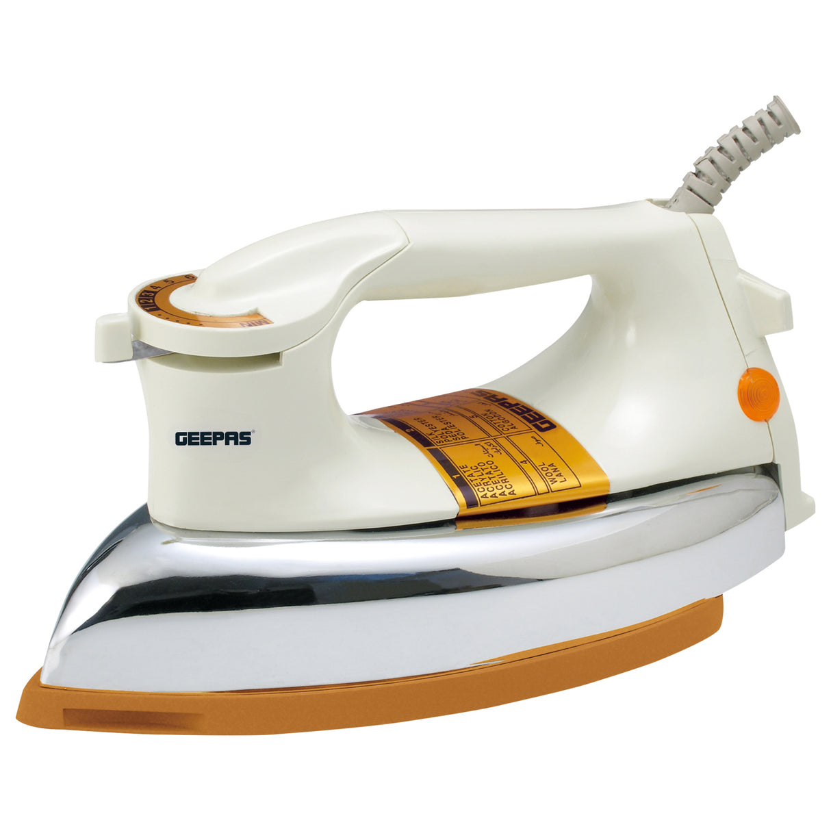 Geepas GDI2771 1200W Automatic Dry Iron -Durable Teflon Plated Sole Plate| Auto Shut Off, Temperature Setting Dial