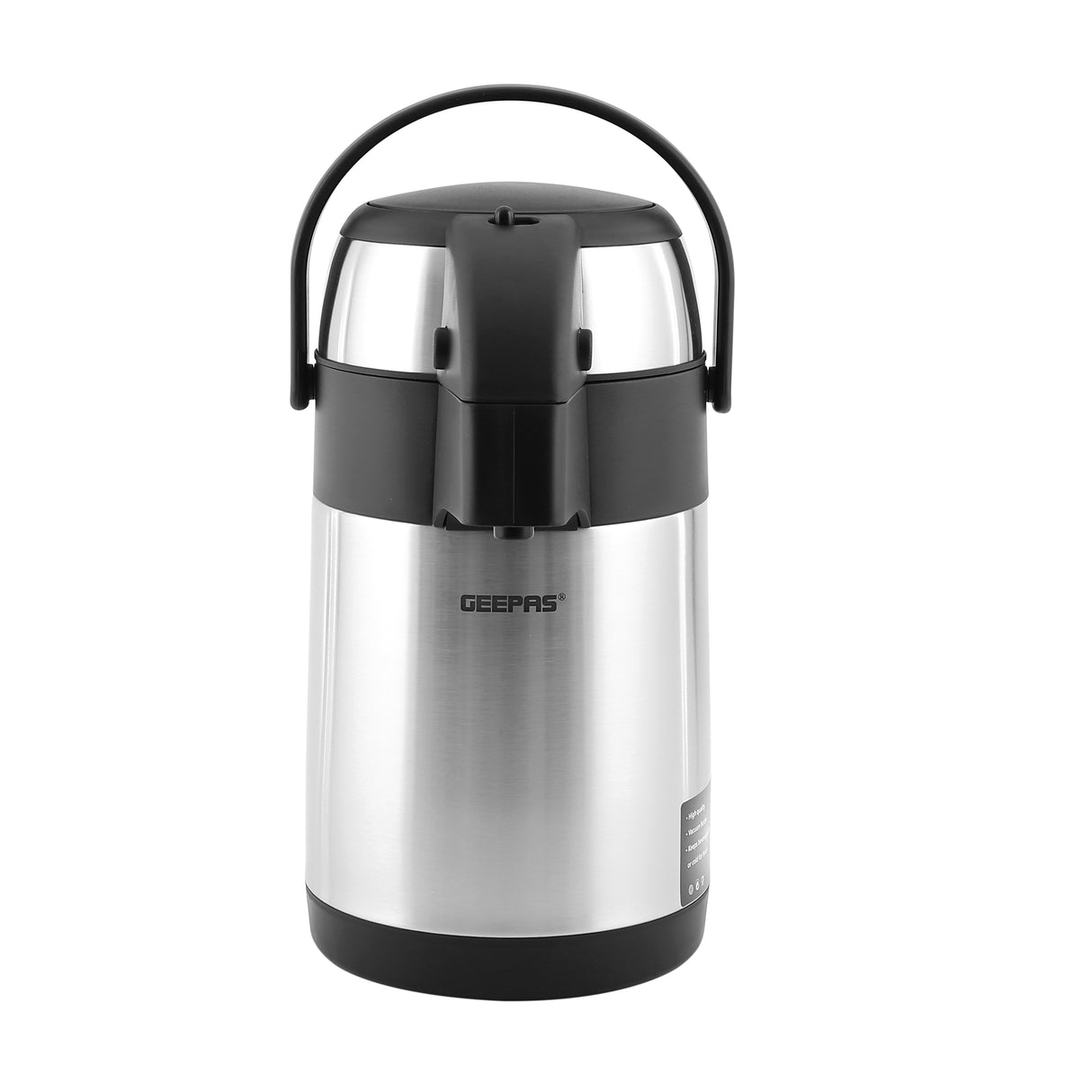 Geepas GVF5262  Vacuum Flask | 2.5 L Capacity| Stainless Steel Double Wall Insulated Hot & Cold Thermos | Leak-Proof Design | Ideal for Travel, Office & Outdoor Use