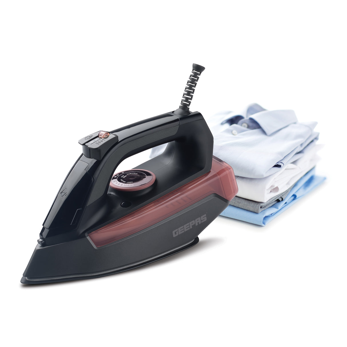 Geepas GSI7791 Ceramic Steam Iron | 2400W Powerful Steam |  Ceramic Soleplate|  Anti-Drip|  Anti-Calc & Self-Cleaning Function | Dry/Steam Function |  2 Years Warranty