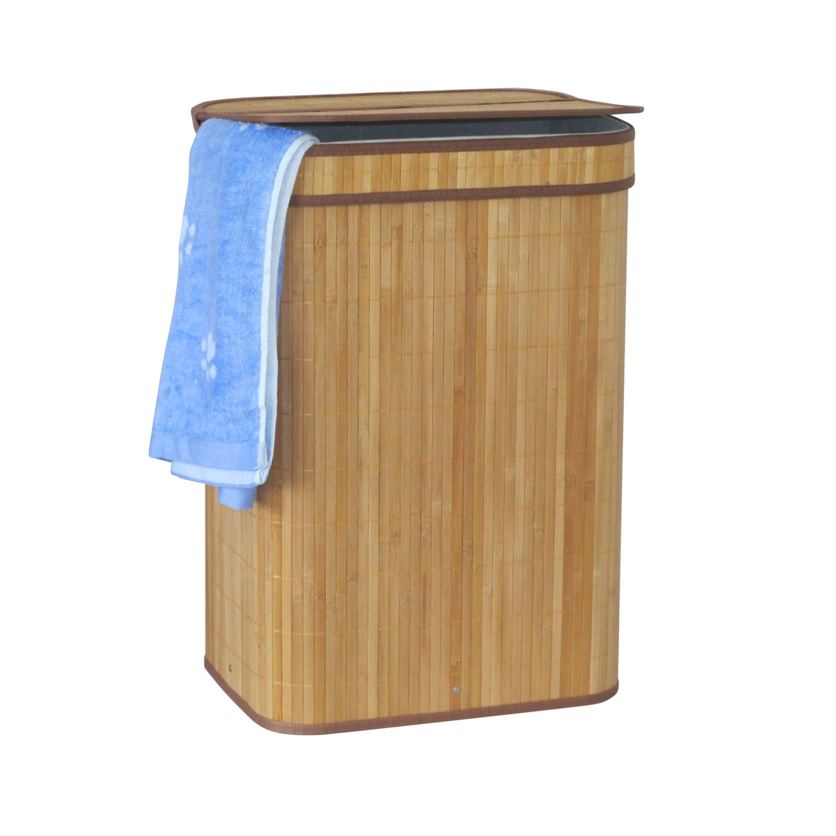 Square Foldable Bamboo Hamper - Portable Bamboo Pop Hamper, Handle, Portable, Square Laundry Bag | BPA Scratch & Bumper Free | Tough Lid | Suitable for Bedroom, Bathroom & Laundry