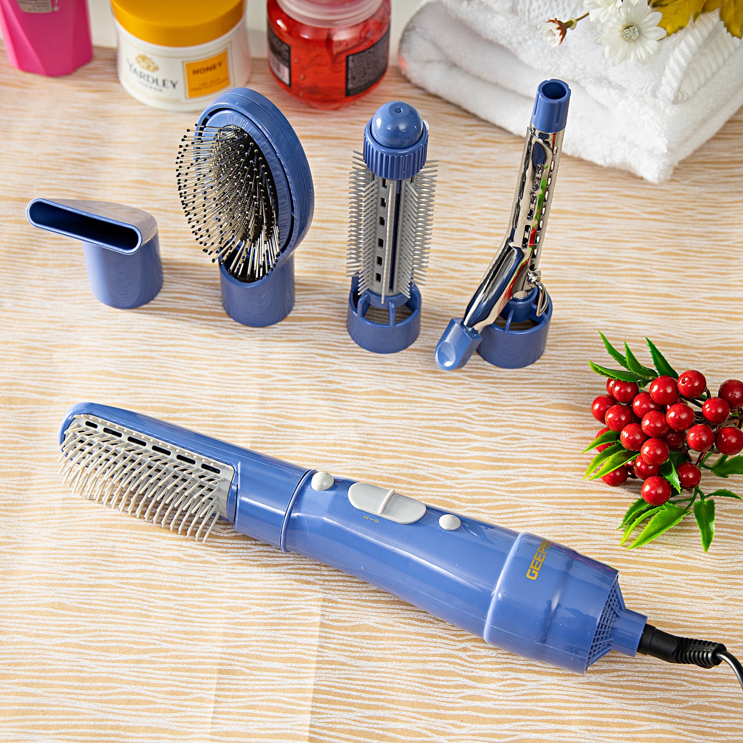 Geepas GH715 6-in-1 Hair Styler 750W - 2 Speed Settings, Overheat Protection, 360 Swivel Cord & Cool Function - Multi-Functional Salon Hair Styler | 2 Years Warranty