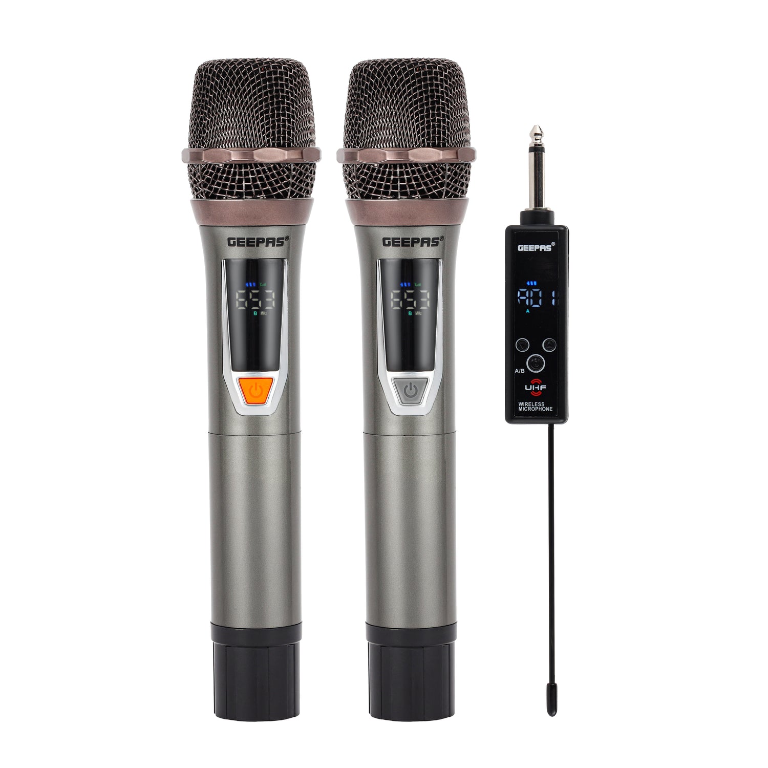 Geepas UHF Wireless Microphone- GMP15015/ Pack of 2, Sharp Sensitivity, Improves Mobility and Flexibility/ 100 Selectable Channels, Wide Frequency Range