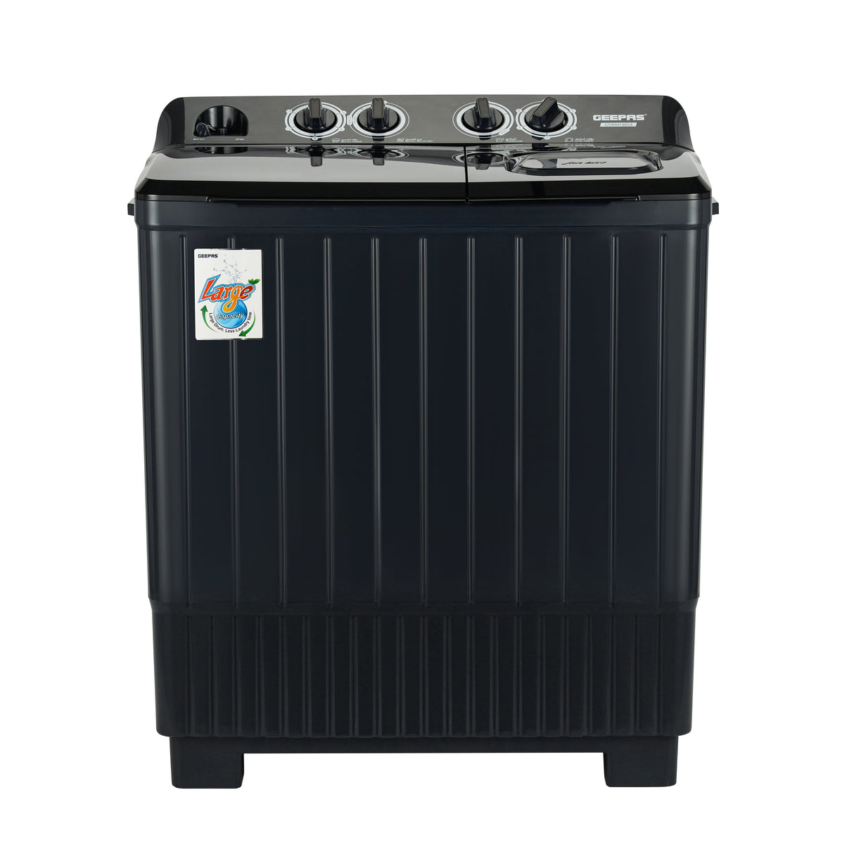 Geepas Twin Tub Washing Machine- GSWM18054/ Semi-Automatic, Equipped with Big Pulsator and Spin Dry/ Efficient Performance and Classic Design/ Perfect for Home, Apartments