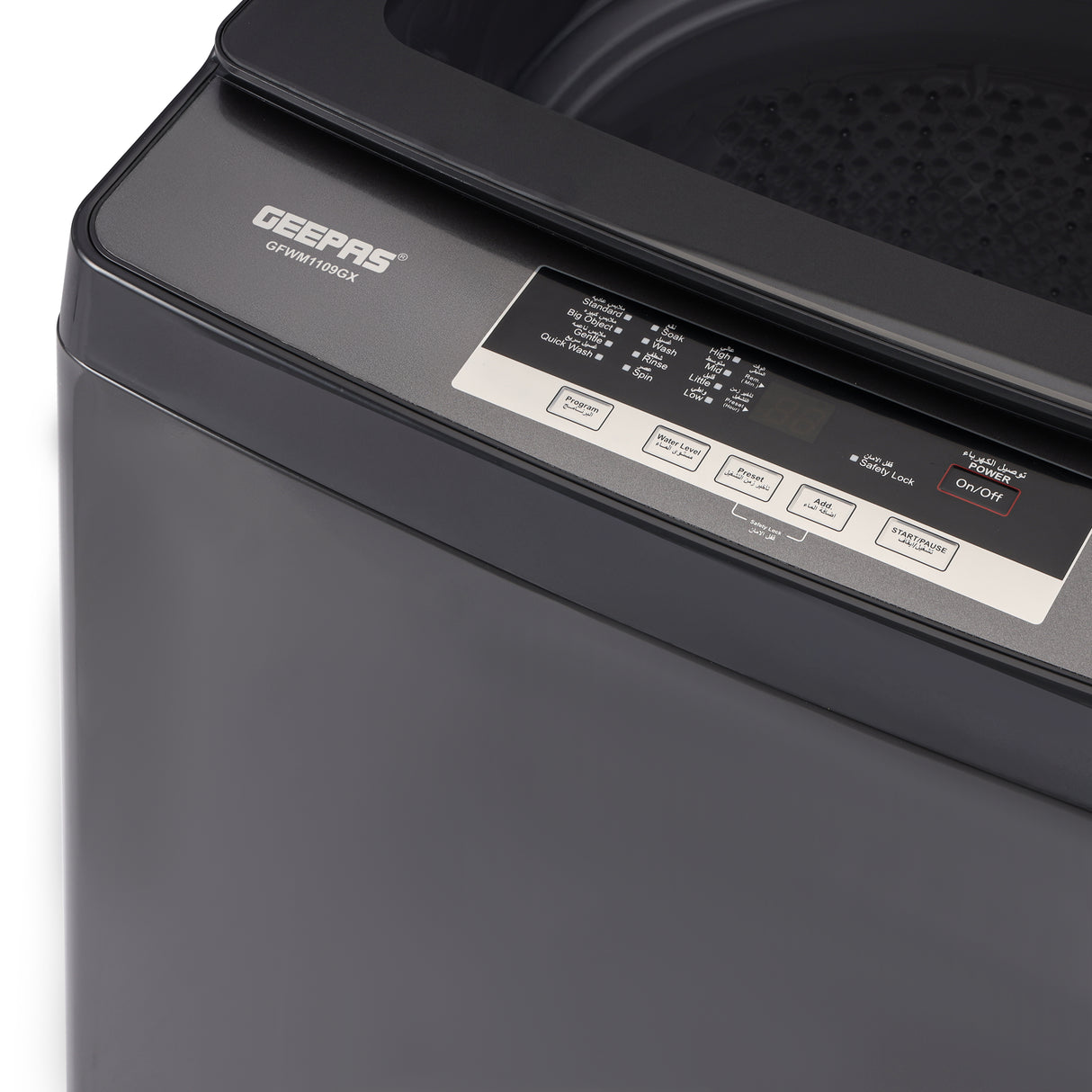 Geepas GFWM1109LCS Fully Automatic Top Load Washing Machine | 10kg Capacity| 550W | LED Display| Diamond Drum| Strong Pulsator| Premium Metal Body| 1-Year Warranty