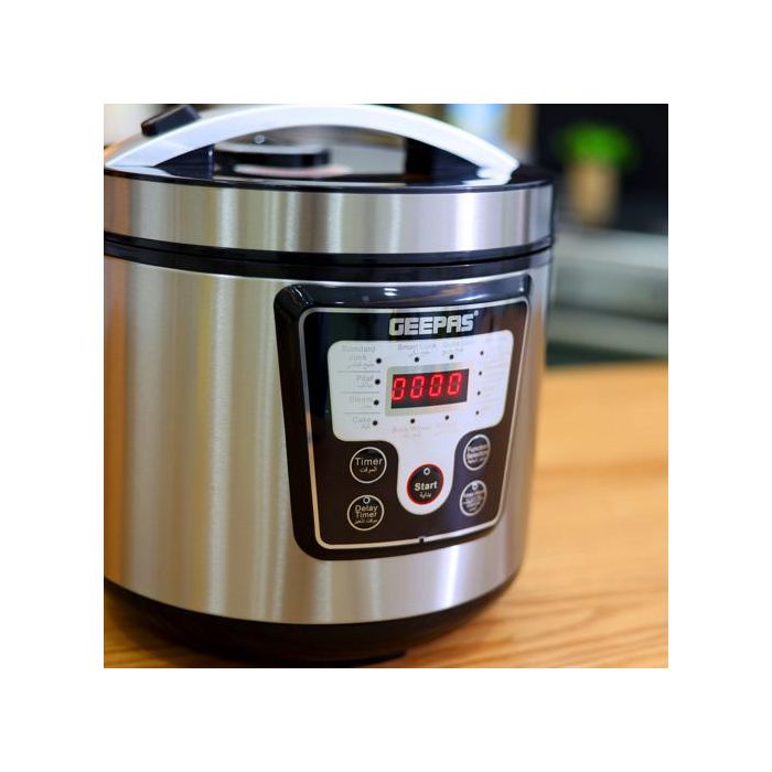 Geepas Electric Pressure Cooker - Multi-Cooker with Non-Stick Pot | Digital Display LED Screen with Touch Selection Menu | 12 One-Touch Programs | 24 Hours Timer | 2 Years Warranty