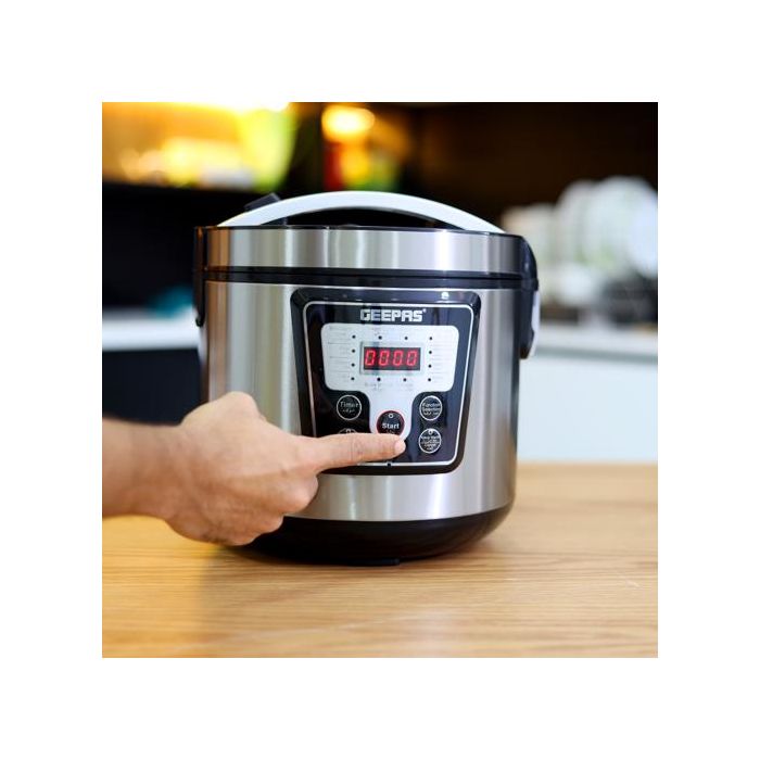 Geepas Electric Pressure Cooker - Multi-Cooker with Non-Stick Pot | Digital Display LED Screen with Touch Selection Menu | 12 One-Touch Programs | 24 Hours Timer | 2 Years Warranty