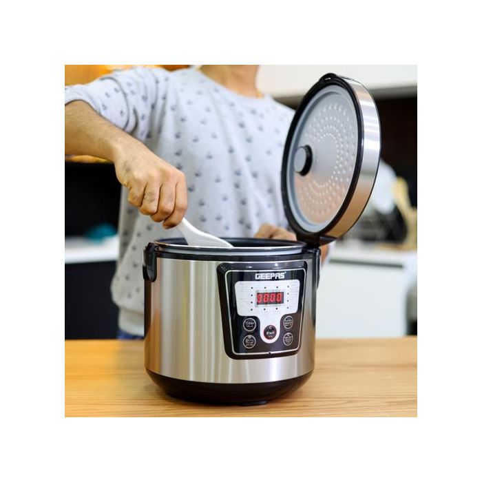 Geepas Electric Pressure Cooker - Multi-Cooker with Non-Stick Pot | Digital Display LED Screen with Touch Selection Menu | 12 One-Touch Programs | 24 Hours Timer | 2 Years Warranty