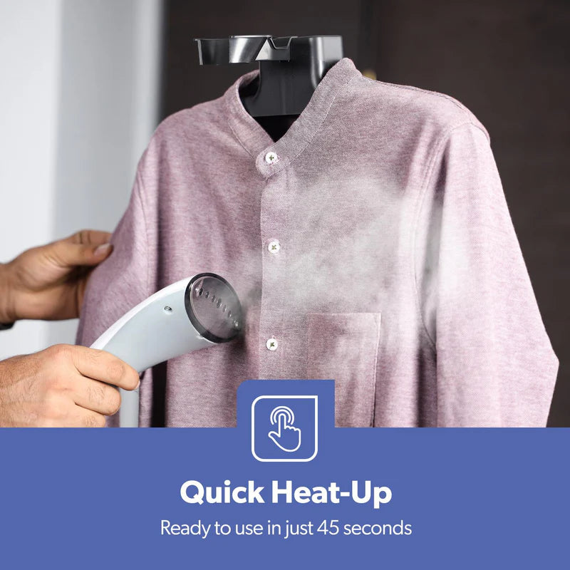 Geepas GGS25033 2000W Garment Steamer | 1.3L Water Tank | 11 Fabric Care Modes | Fast Heat-Up |  Adjustable Pole & Wheels | Perfect for All Fabrics | 2 Years Warranty