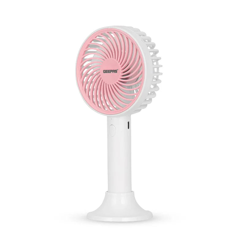 Geepas GF21206 4-Inch Rechargeable Handy Fan | Portable Personal Fan with Powerful Motor| 3 Speed Settings| USB Charging| Long Battery Life| Lightweight| 2 Years Warranty