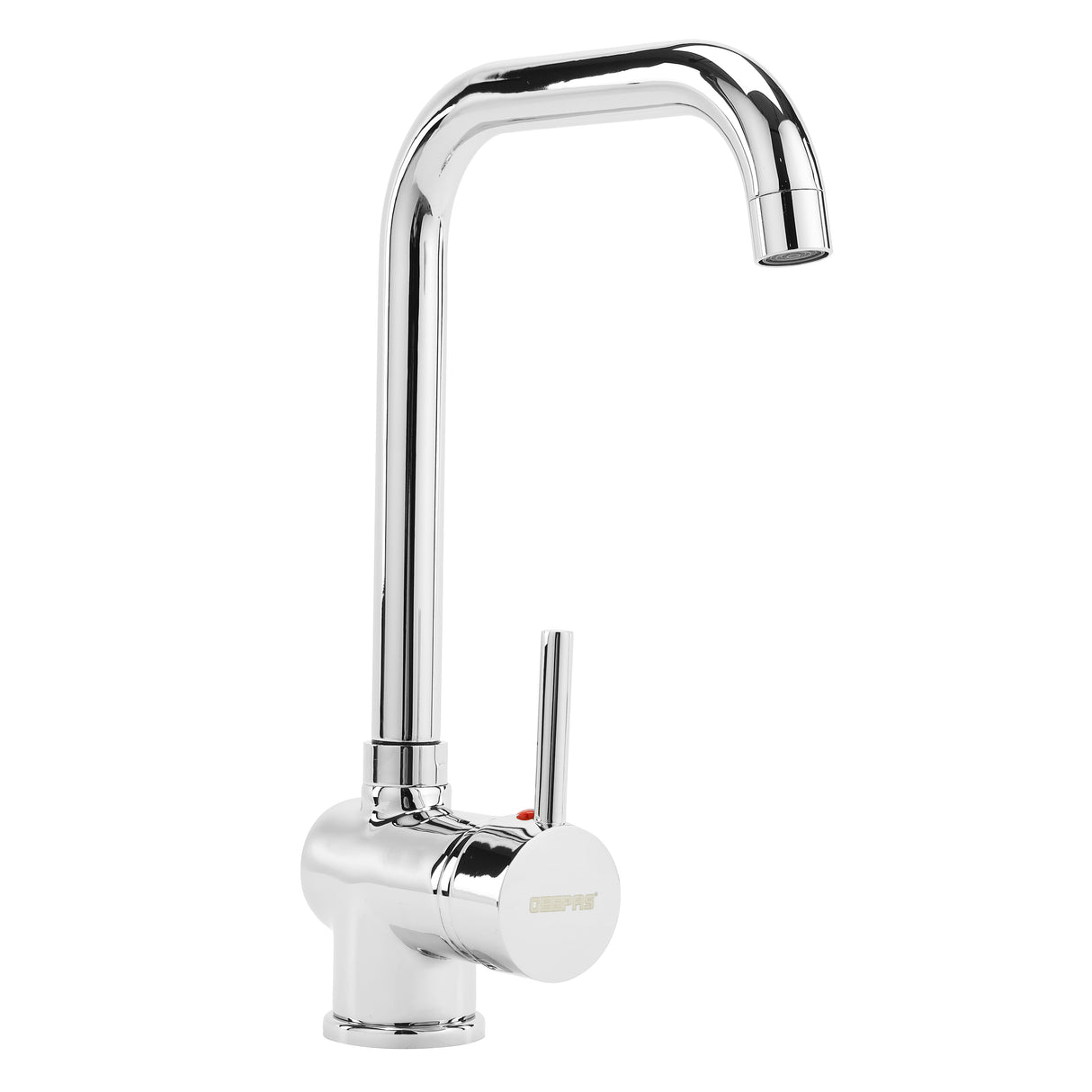 Geepas Single Lever Sink Mixer- GSW61146 | Brass Deck Mounted Tap for Kitchen/Bathroom | Solid Handle, Ceramic Cartridge, Leak-Proof, 360° Spout | 5-Year Warranty