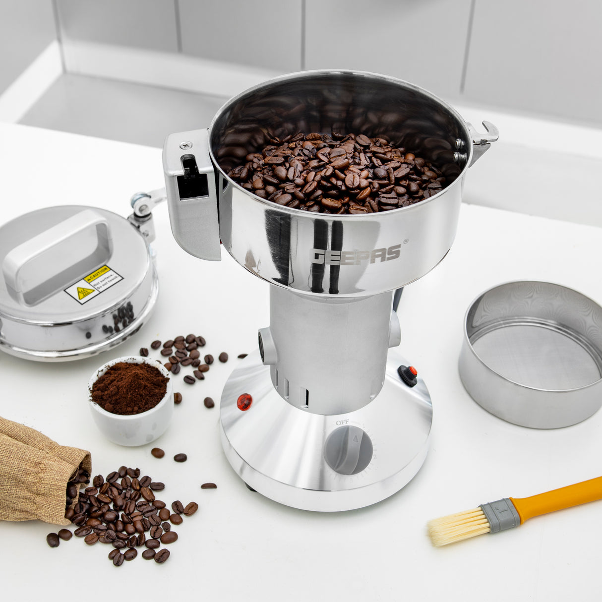 Geepas GCG41014 Food Processor | 1400W High-Speed Grinder with 300g Capacity | Durable Stainless Steel Bowl & Blade | Safety Micro Switch | Open Lid Protection