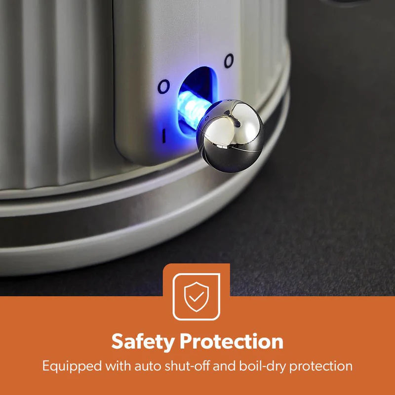 Geepas 1.7L Fluted Grey Jug Kettle GK38068UK-GR | 3000W Rapid Boil | 360° Cordless Base | Auto Shut-Off & Boil-Dry Protection | Elegant Design | 2 Years Warranty