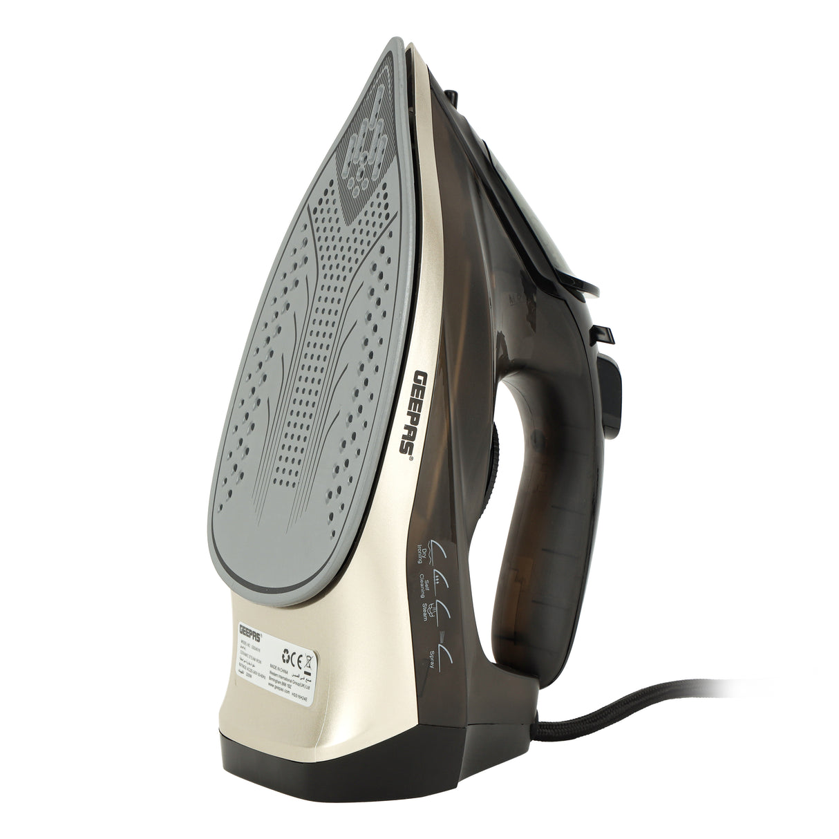 Geepas Ceramic Steam Iron GSI24016|2200W, Dry, Spray & Steam Functions, 200ml Tank, Self-Cleaning, Powerful Shots, Compact Handy Design, Ceramic Soleplate, 2Year Warranty