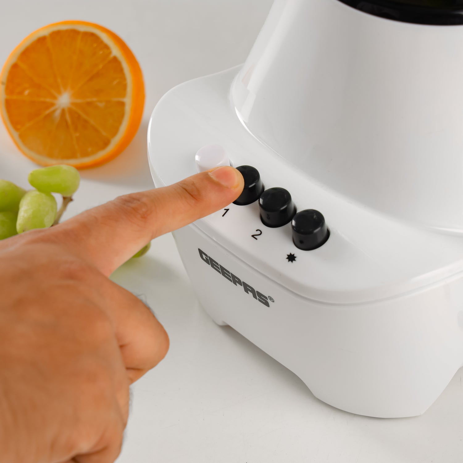 Geepas GSB5409 2-in-1 Blender | 250W | Stainless Steel Blades| 4 Speed Control with Pulse| Overheat Protection| Multi-Function Ice Crusher, Chopper, Coffee Grinder & More