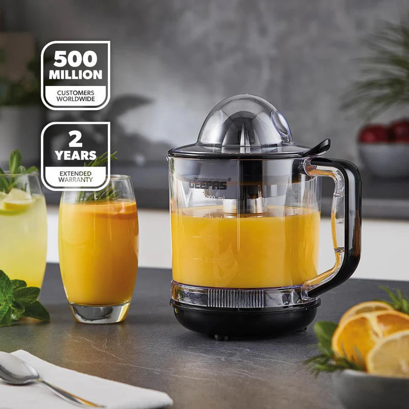Geepas GCJ9900 Citrus Juicer | 1.0L Large Capacity | Two-Way Rotation for Maximum Extraction | Durable Copper Motor | 25W Power | Easy to Clean |  2 Years Warranty