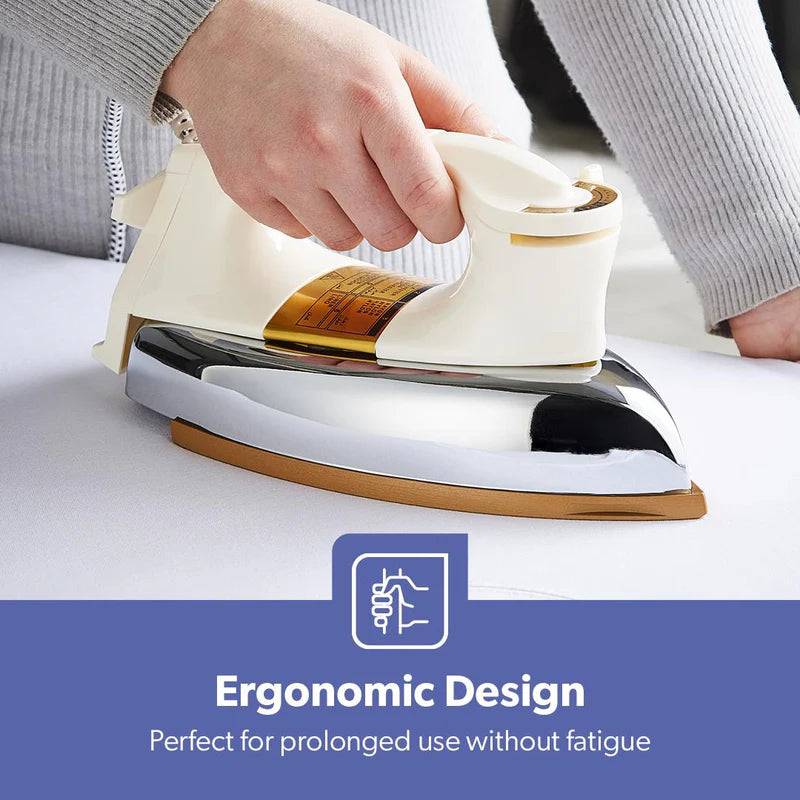 Geepas GDI23011 Automatic Heavy Weight Dry Iron| 1200W|Teflon Coated Soleplate| Adjustable Temperature Control| Overheat Protection| Smooth Glide Design| 7-Year Warranty