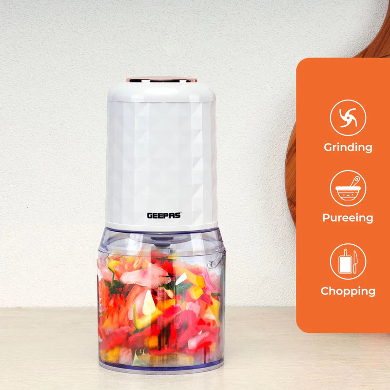 Geepas Multi Chopper GMC42012 | 500W| 0.5L Capacity Bowl |Stainless Steel Blades |Mincing Function| Coarse and Fine |Suitable for Vegetables, Fruits Etc/2 Year Warranty