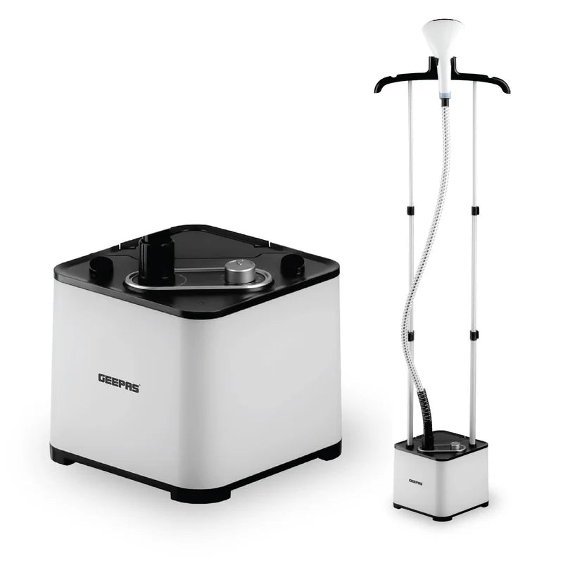 Geepas GGS25033 2000W Garment Steamer | 1.3L Water Tank | 11 Fabric Care Modes | Fast Heat-Up |  Adjustable Pole & Wheels | Perfect for All Fabrics | 2 Years Warranty