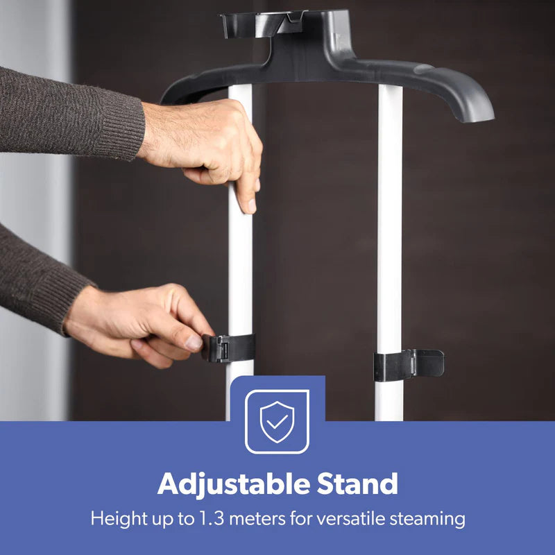 Geepas GGS25033 2000W Garment Steamer | 1.3L Water Tank | 11 Fabric Care Modes | Fast Heat-Up |  Adjustable Pole & Wheels | Perfect for All Fabrics | 2 Years Warranty