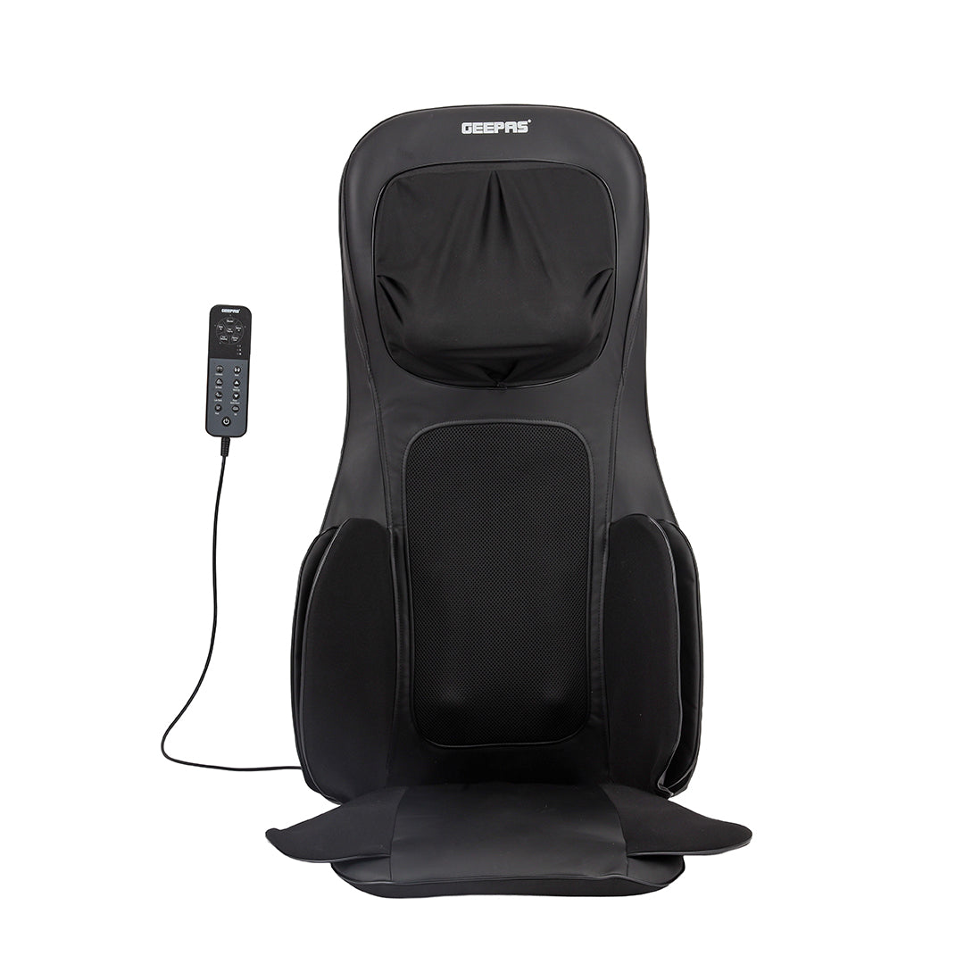Geepas Full-Body Massage Chair Pad GM86103 | Shiatsu Massage, Airbag Compression, Heating Therapy, Adjustable Intensity, Neck & Back Relaxation Cushion for Home & Office