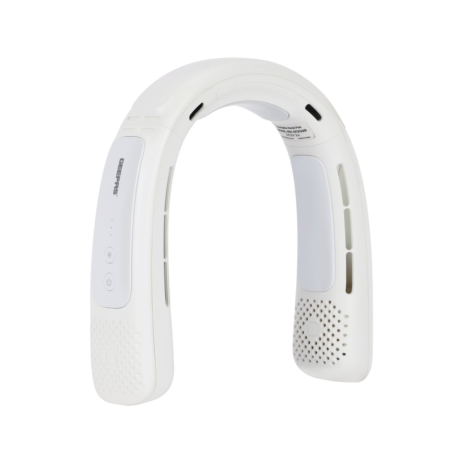 Geepas Cool Collar- GF21229/ 12 Hours Long Working Time, 3 Speed Levels/Lightweight, Suitable for Indoor and Outdoor Use/ Silent, Safe and Secure/ White, 2 Years Warranty