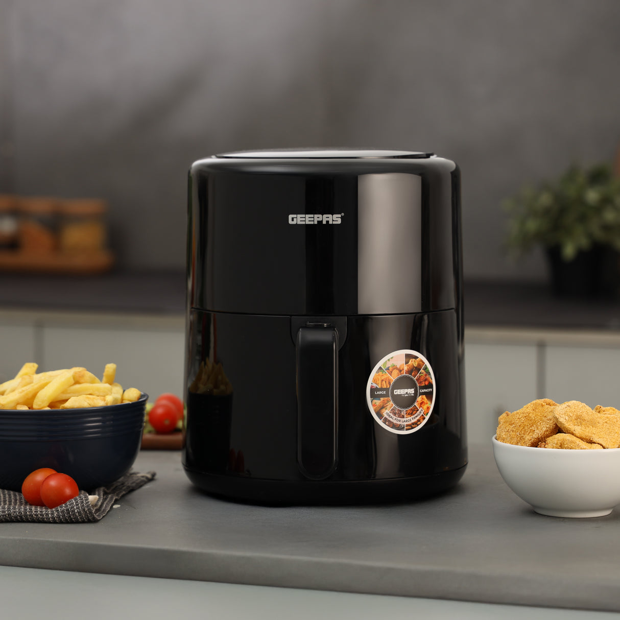 Geepas Digital Air Fryer- GAF37512T/4.0 L Pot, with Vortex Air Frying Technology/Multiple Function, 1-60 Min Timer, Temperature 80-200 Degree Celsius/Touch Screen Control