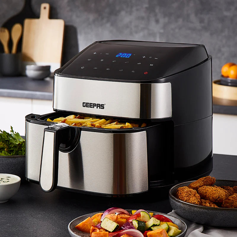 Geepas Digital Air Fryer GAF37530UK | 7.5L Capacity with 5.5L Basket, Vortex Technology, Digital Touch Screen, 10 Preset Modes, 1–60 Min Timer, 2 Years Warranty