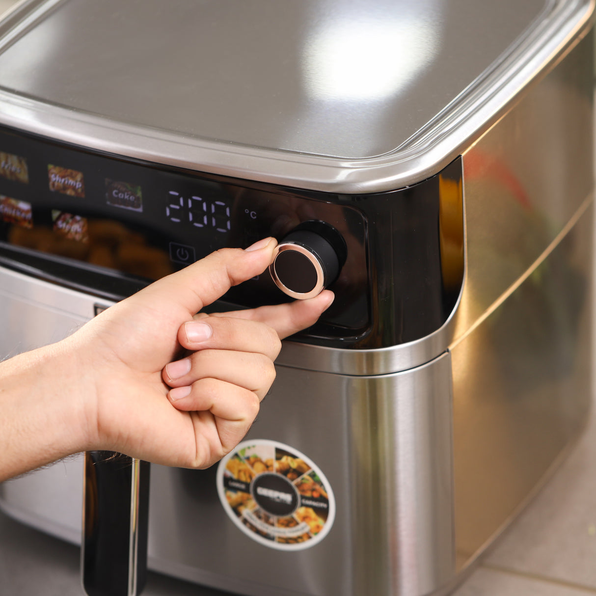 Geepas GAF37534T 8L Stainless Steel Digital Air Fryer | Oil-Free Cooking | 6 Preset Programs, 60 Min Timer, 70–200°C Temp | Ideal for Fries,  Bread Etc | 2 Years Warranty