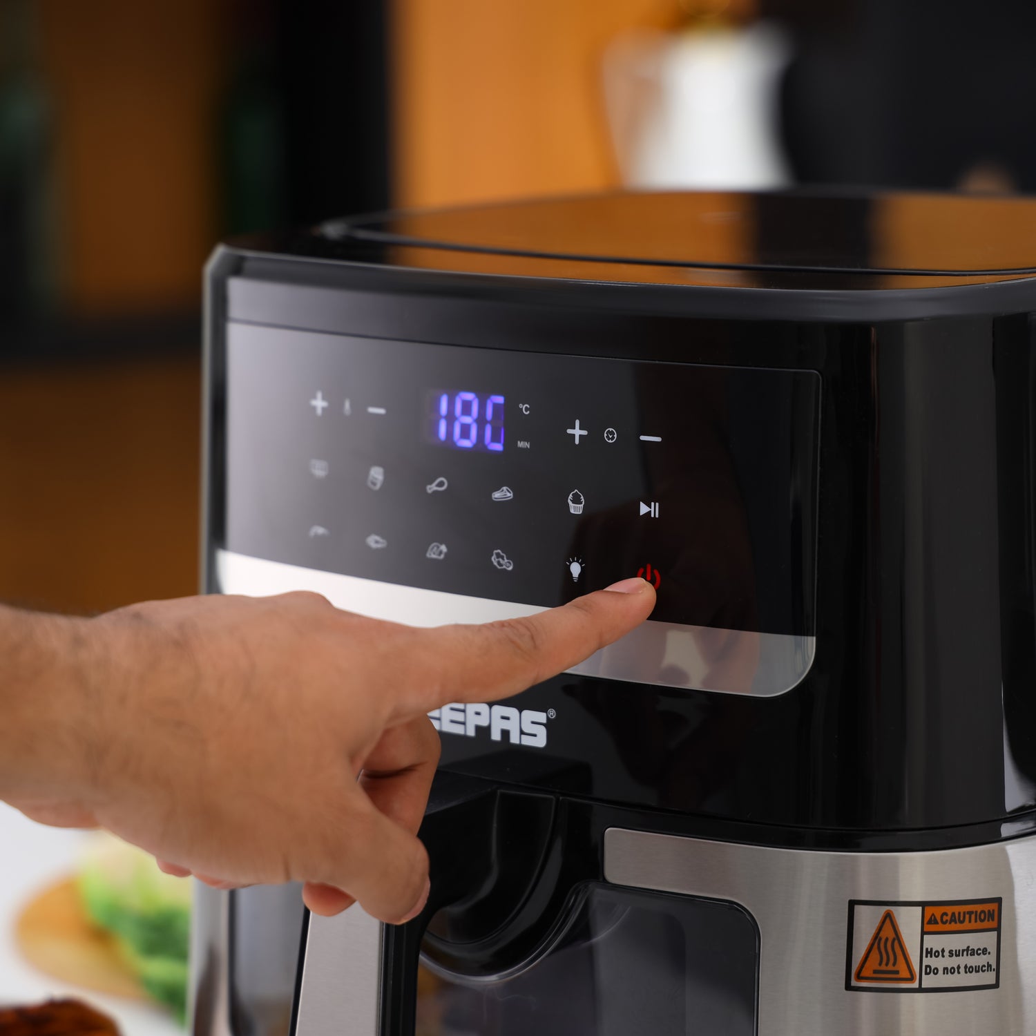 Geepas Double Heating Digital Air Fryer GAF37543 | 7.5L Capacity| Vortex Frying Technology| 1–60 Min Timer| 50–200°C Temperature| 9 Preset Programs| 2 Years Warranty