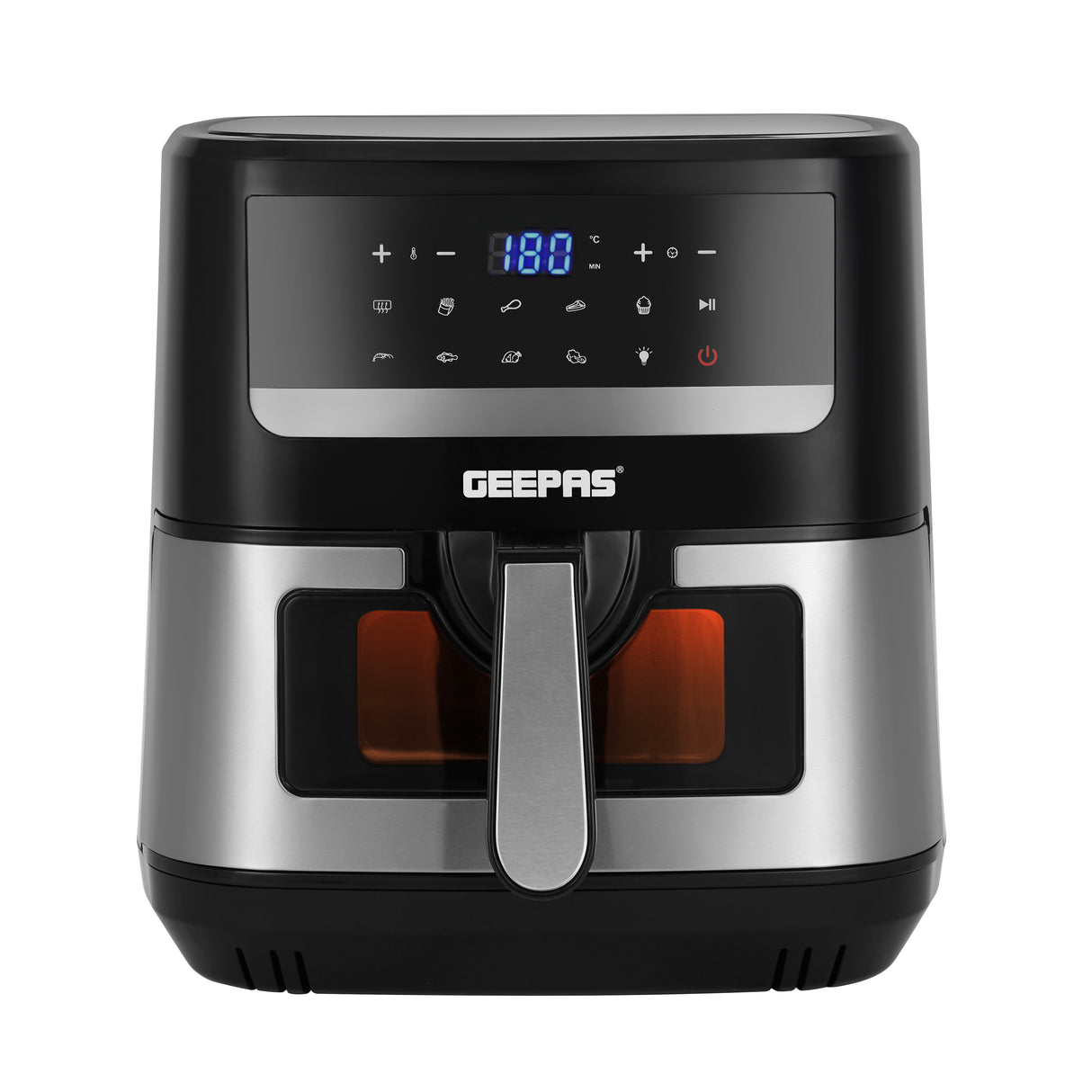 Geepas Double Heating Digital Air Fryer GAF37543 | 7.5L Capacity| Vortex Frying Technology| 1–60 Min Timer| 50–200°C Temperature| 9 Preset Programs| 2 Years Warranty