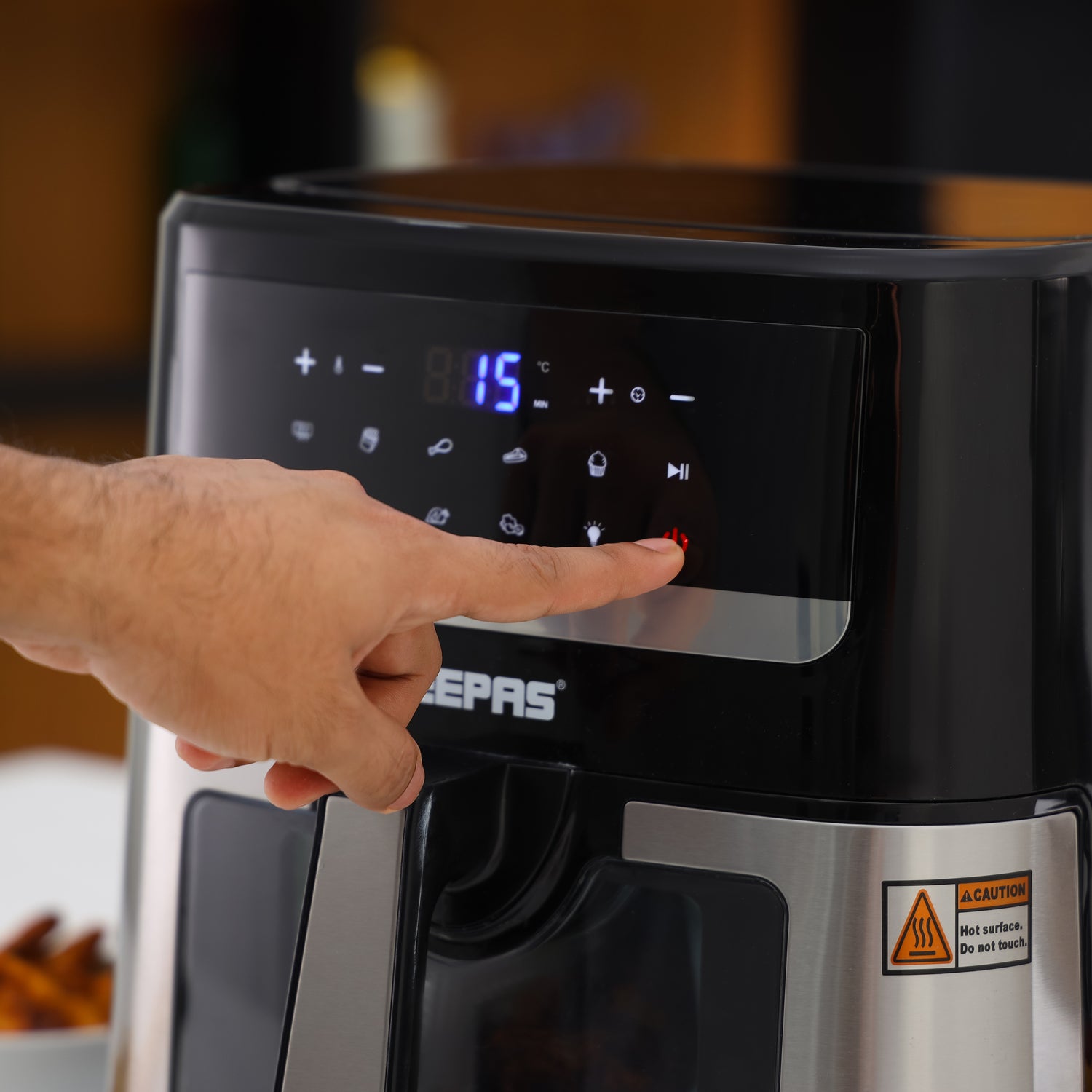 Geepas Double Heating Digital Air Fryer GAF37544 | 9.2L| Vortex Frying Technology| Digital Display| 1–60 Min Timer| 50–200°C| 9 Preset Programs|2 Years Warranty