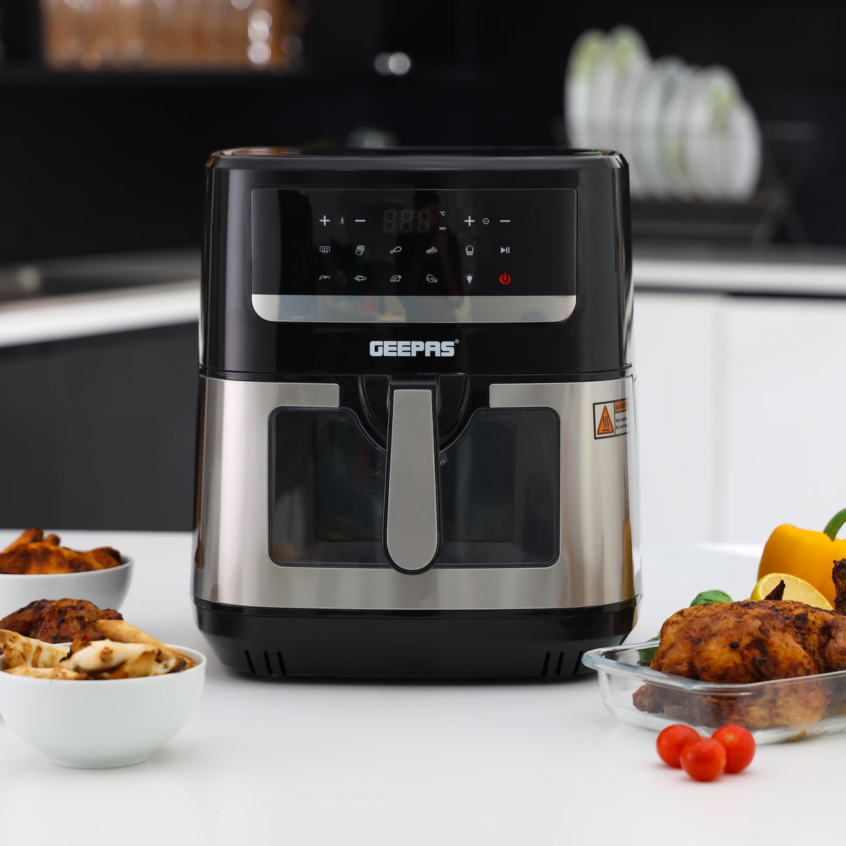 Geepas Double Heating Digital Air Fryer GAF37544 | 9.2L| Vortex Frying Technology| Digital Display| 1–60 Min Timer| 50–200°C| 9 Preset Programs|2 Years Warranty