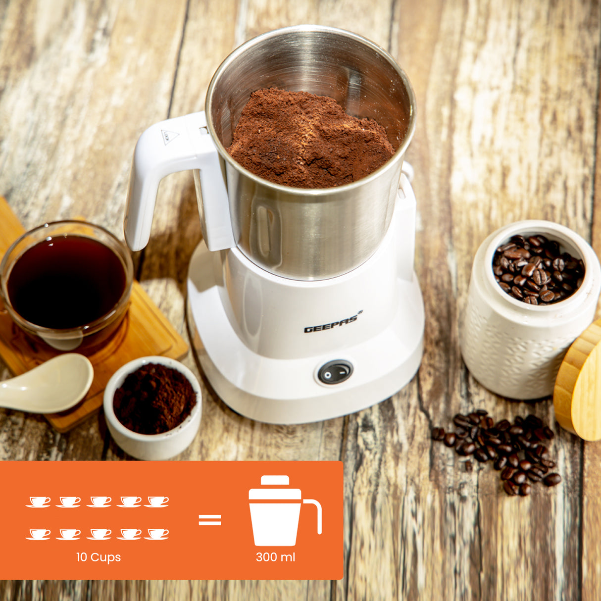 Geepas GCC6105 Food Processor | 450W |  Overheat Protection | Stainless Steel Bowl & Cutting Blade| Pulse Control | Grinder for Spices, Coffee Beans, Nuts & Dried Fruits