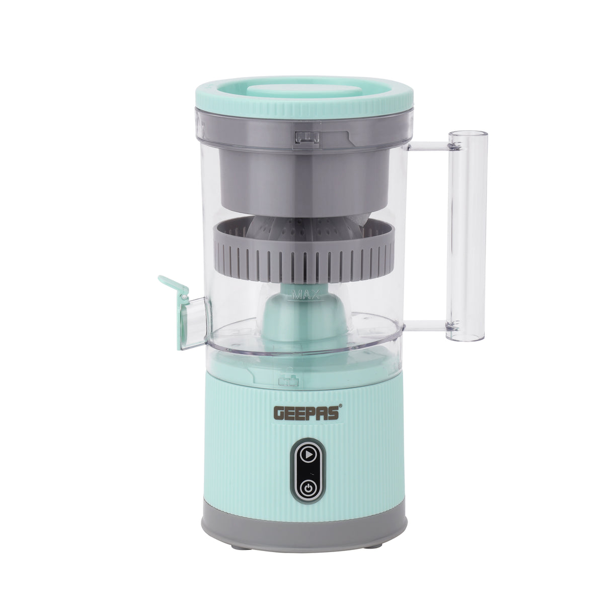 Geepas Rechargeable Citrus Juicer GCJ46019 | 200ml Capacity | USB Charging | Sensor Touch | Wireless Use | Detachable Caps & Cones | Easy Cleaning | 2-Year Warranty