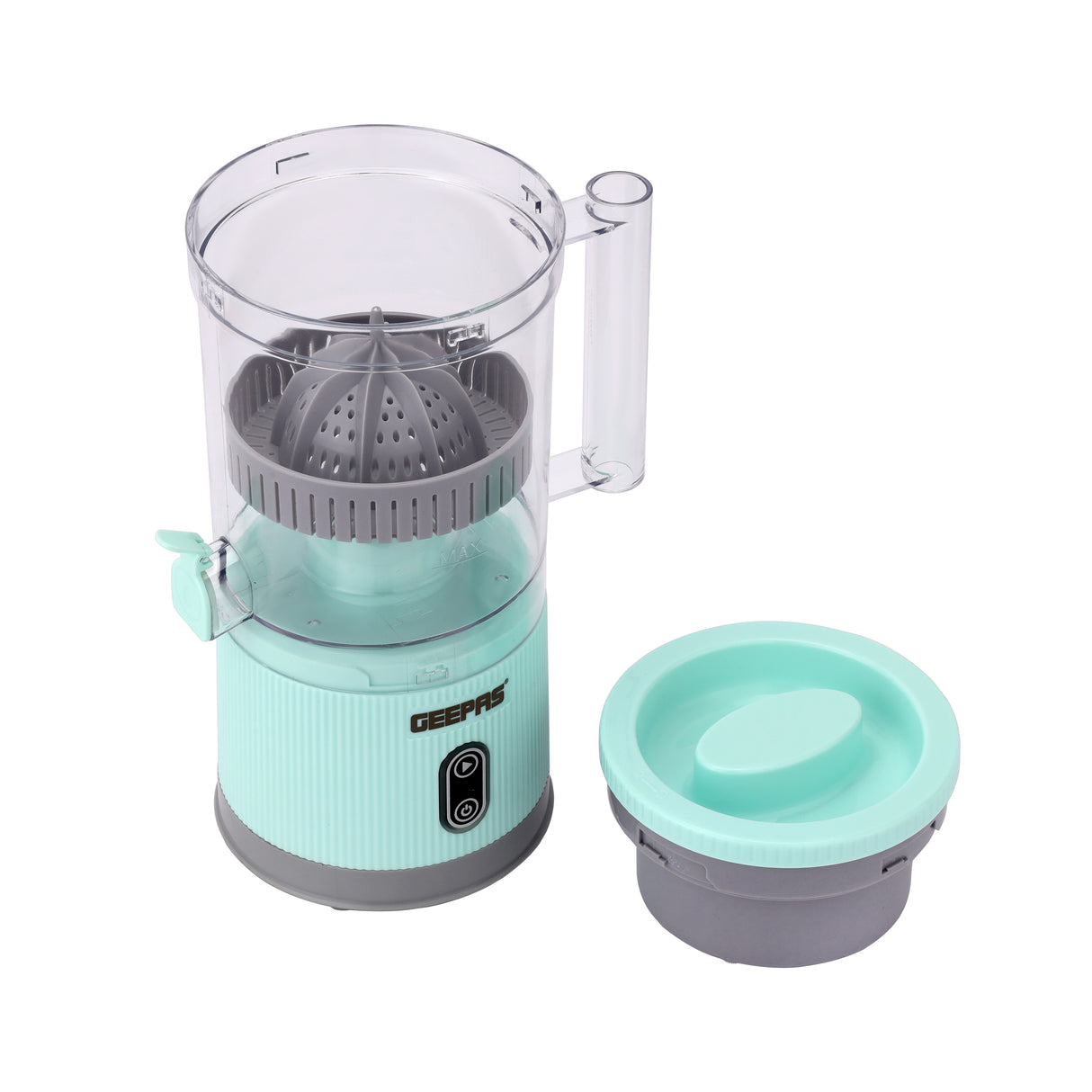 Geepas Rechargeable Citrus Juicer GCJ46019 | 200ml Capacity | USB Charging | Sensor Touch | Wireless Use | Detachable Caps & Cones | Easy Cleaning | 2-Year Warranty