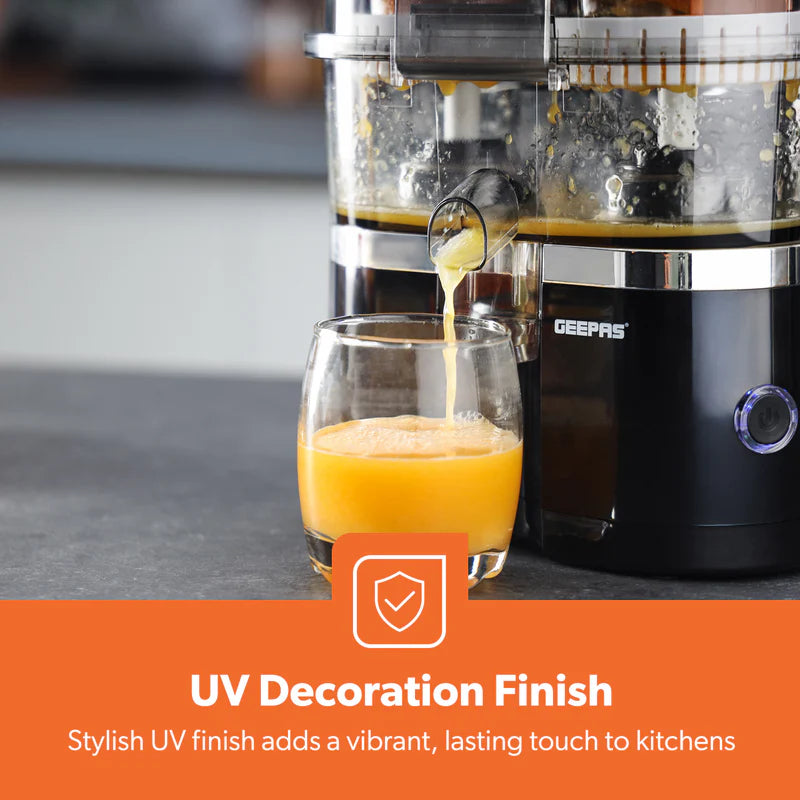 Geepas GCJ5347 Dual Head Citrus Juicer | Built-in Slicer for Easy Fruit Preparation | Strength Control & One-Press Operation | 100W| Fresh Juice Maker |2 Years Warranty