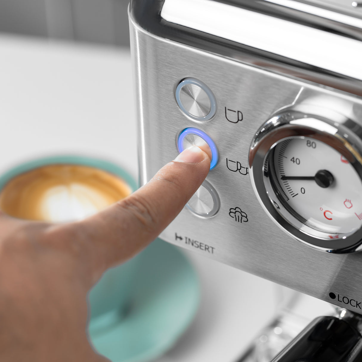 Geepas GCM1523SS Espresso & Cappuccino Coffee Machine | 20 Bar High-Pressure Pump| 1.8L Water Tank| Frothing System| Dual Filter | G23 Platinum Series| 2 Years Warranty