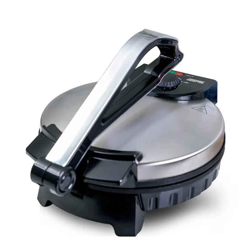 Geepas GCM6125 10 Inch Chapathi Maker | 1200W Roti Maker with Non-Stick Plates| Automatic Temperature Control | Overheat Protection | Easy to Clean | 2-Year Warranty