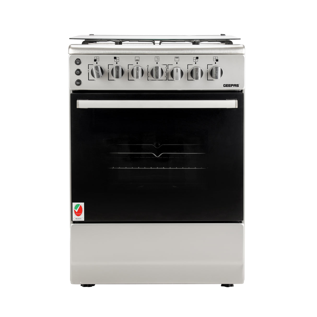 Geepas 60x60 Free Standing Cooking Range-GCR6059 / Rotisserie Function / Stainless Steel Housing / 4 Gas Burners / Auto Ignition /Perfect for Cook Bake and Grill Function