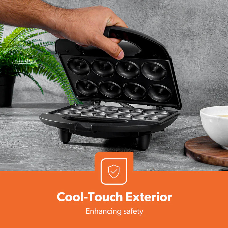 Geepas Donut Maker GDM36532 | 8 Pcs Capacity | 650–780W Power| Non-Stick Plates| Cool-Touch Housing | Compact Upright Storage| Skid-Resistant Feet | 2 Years Warranty